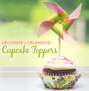 Pink and Green Birthday Cupcake Topper