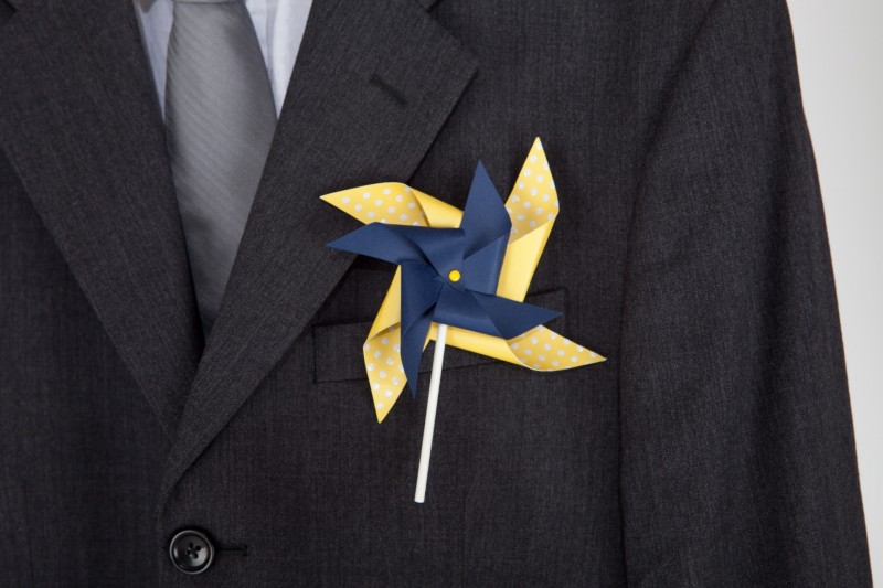 Adult Double Pinwheel Boutonniere close-up