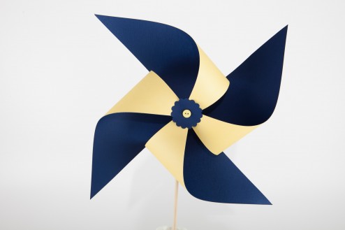 Navy and Yellow solid pinwheel large navy and yellow pinwheel